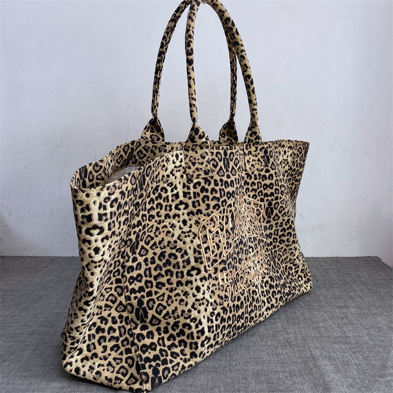 Tote Bag Canvas Print - Unisex Leopar Baskı Nakış Kanvas Tote