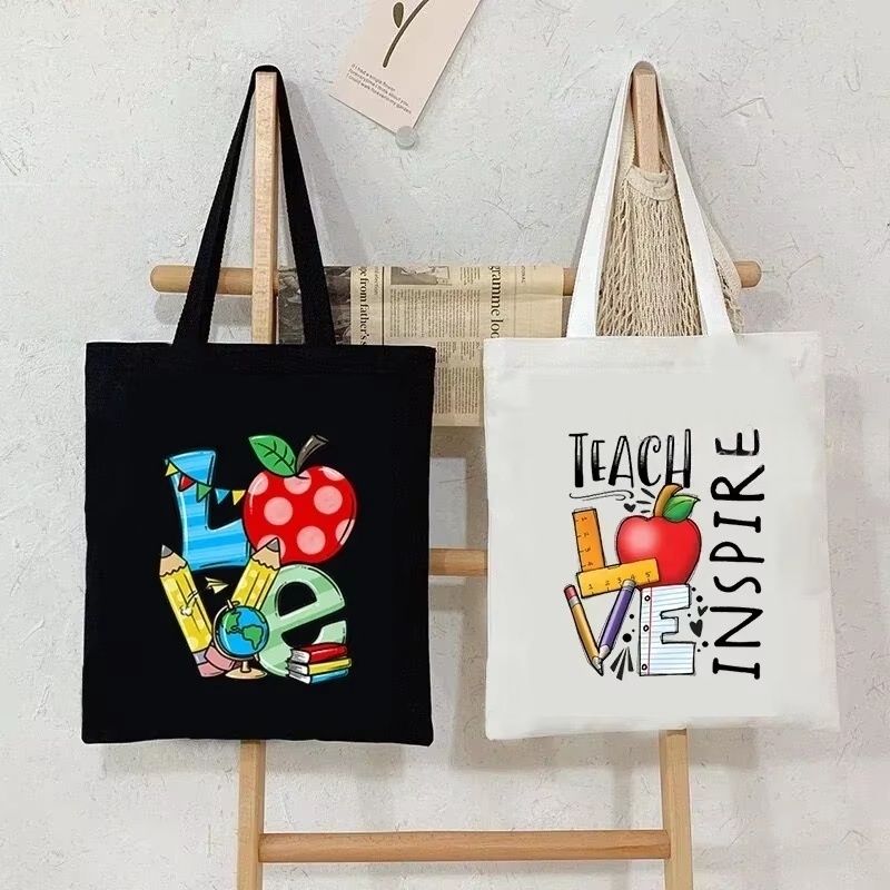 Tote Bag Canvas Print - Kadın Kanvas Omuz Çantası Öğret Aşk