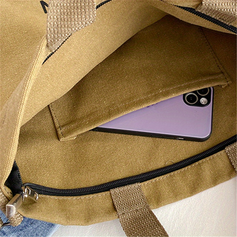 Tote Bag Canvas Print - Harf Baskılı Şık Japon Kanvas Çanta,