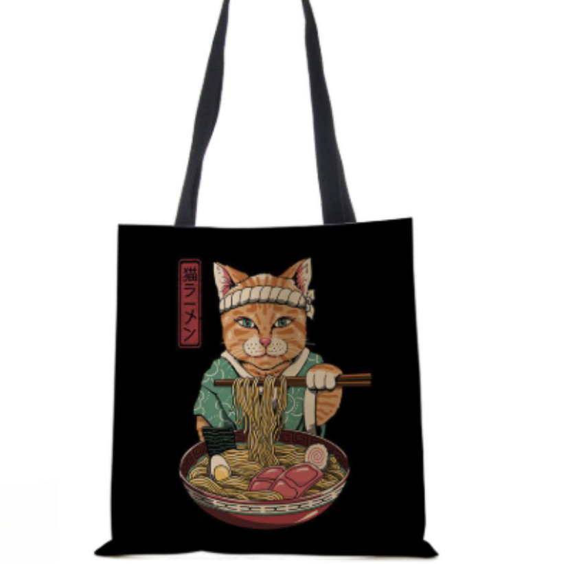 Sevimli Kedi Tote Çanta Japon  - Tote Bag Canvas Print incelemesi ve fiyatı