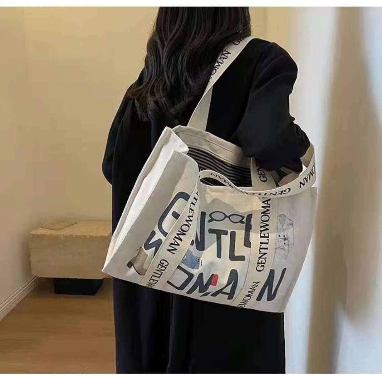 Moda Mektup Baskılı Büyük Kanv - Tote Bag Canvas Print incelemesi ve fiyatı
