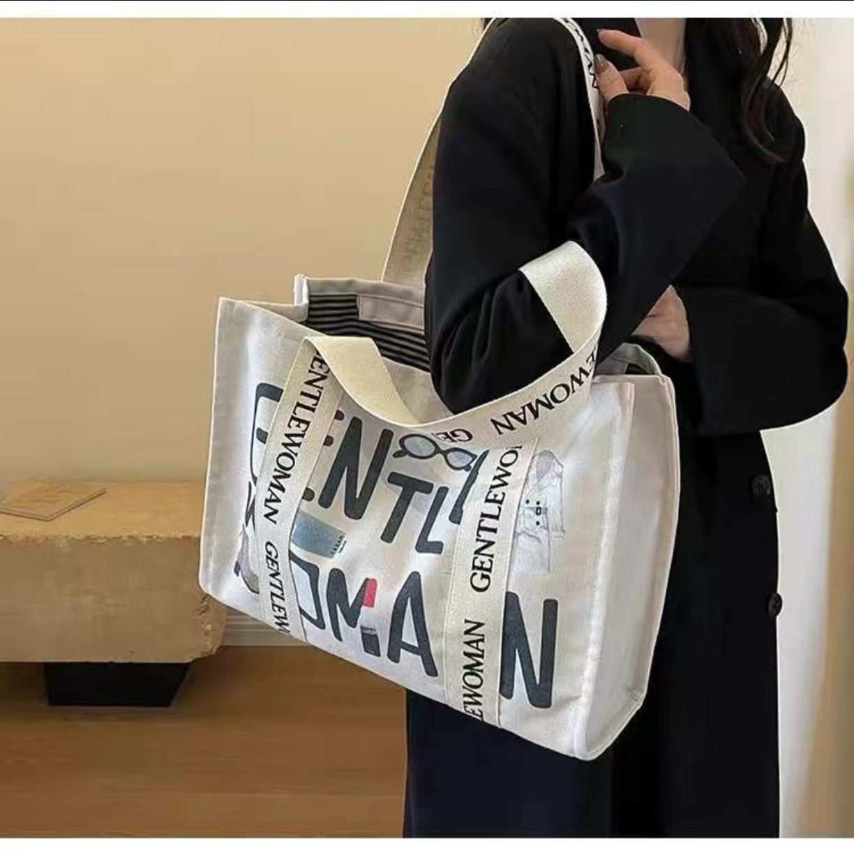 Moda Mektup Baskılı Büyük Kanv - Tote Bag Canvas Print incelemesi ve fiyatı