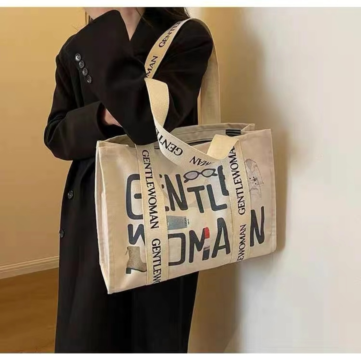 Moda Mektup Baskılı Büyük Kanv - Tote Bag Canvas Print incelemesi ve fiyatı