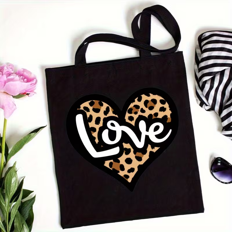 Leopar Baskı Kalp Aşk Mektubu  - Tote Bag Canvas Print incelemesi ve fiyatı