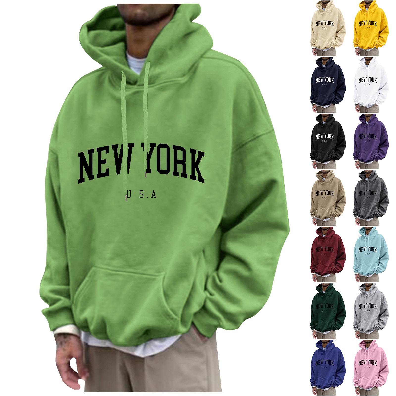 New York baskı Mens Hoodies mo - Street Fashion New York incelemesi ve fiyatı
