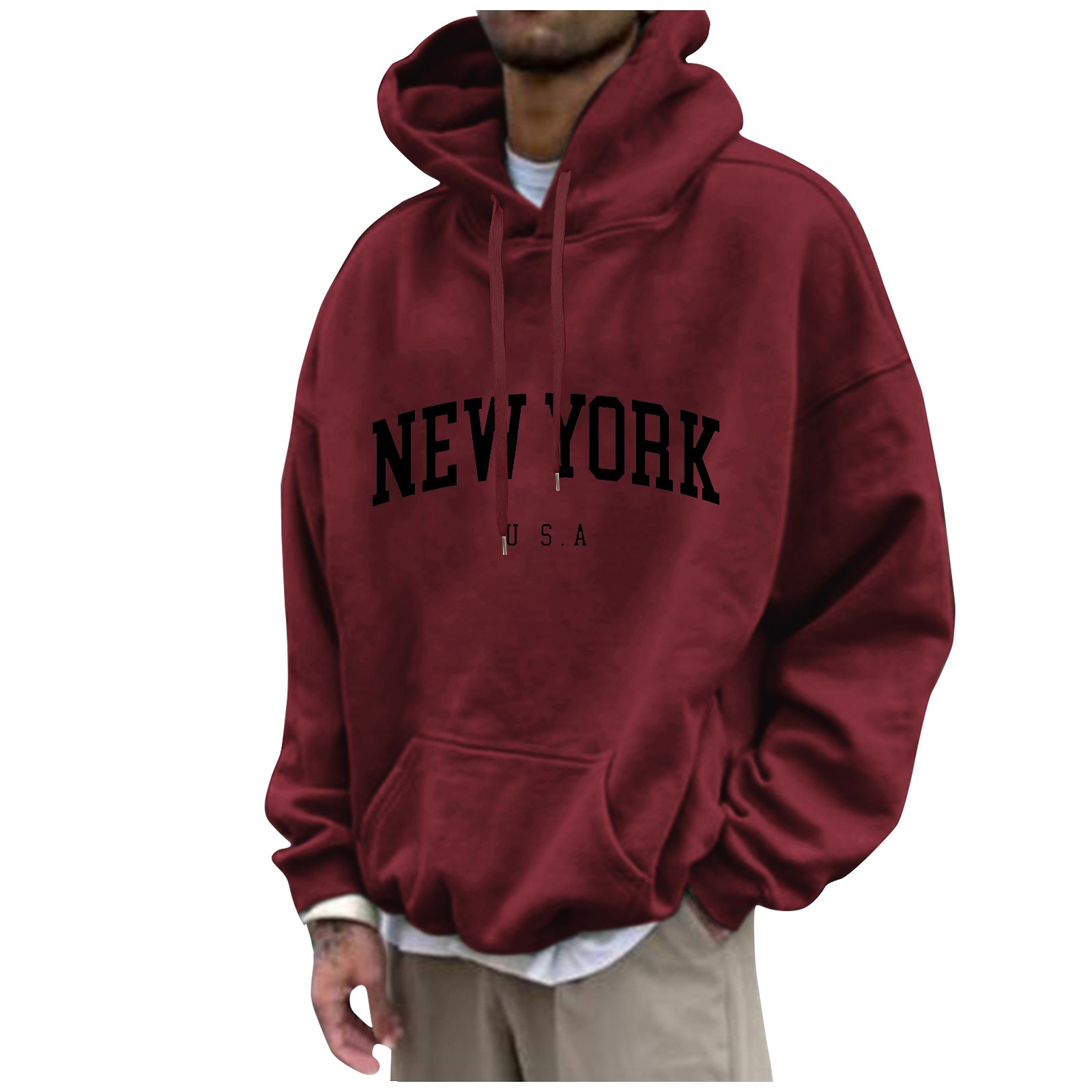 New York baskı Mens Hoodies mo - Street Fashion New York incelemesi ve fiyatı