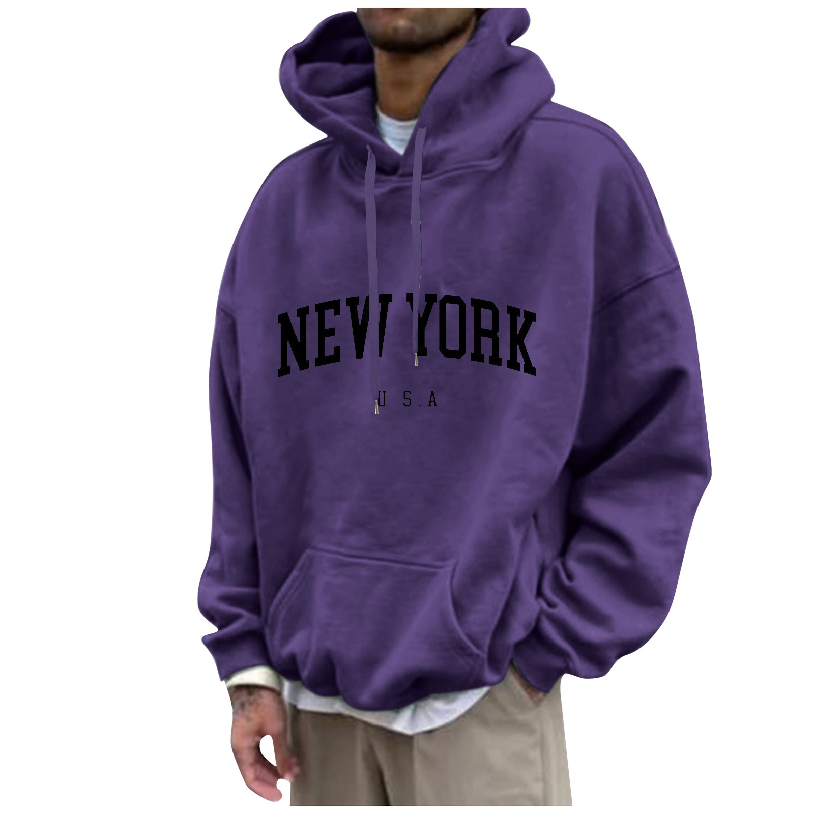 New York baskı Mens Hoodies mo - Street Fashion New York incelemesi ve fiyatı