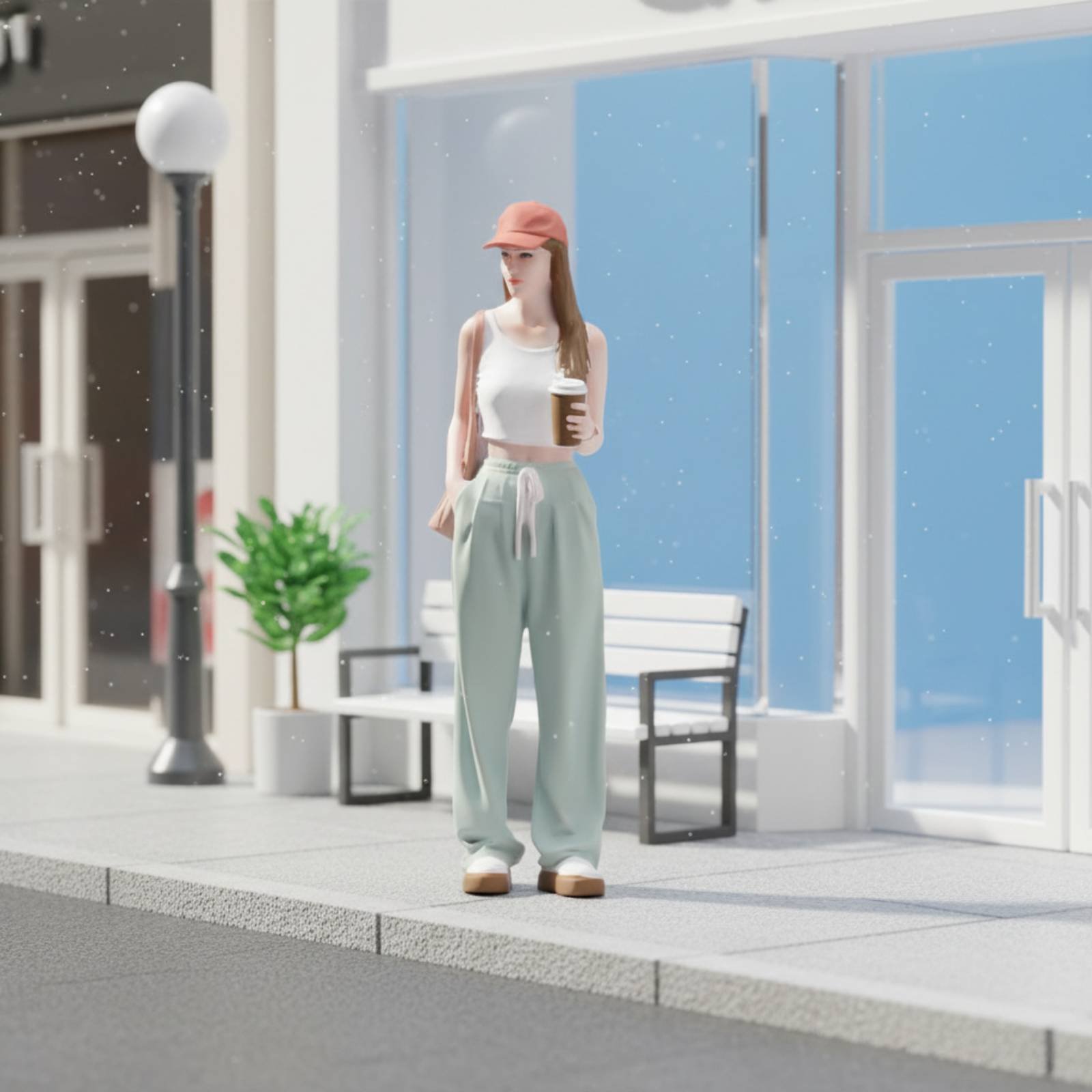 Kahve Tutan Kız Figürü Renkli  - Street Fashion Pose incelemesi ve fiyatı